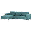 ECKSOFA in Cord Petrol 170/285 cm - Petrol/Schwarz, KONVENTIONELL, Textil/Metall (170/285cm) - Carryhome