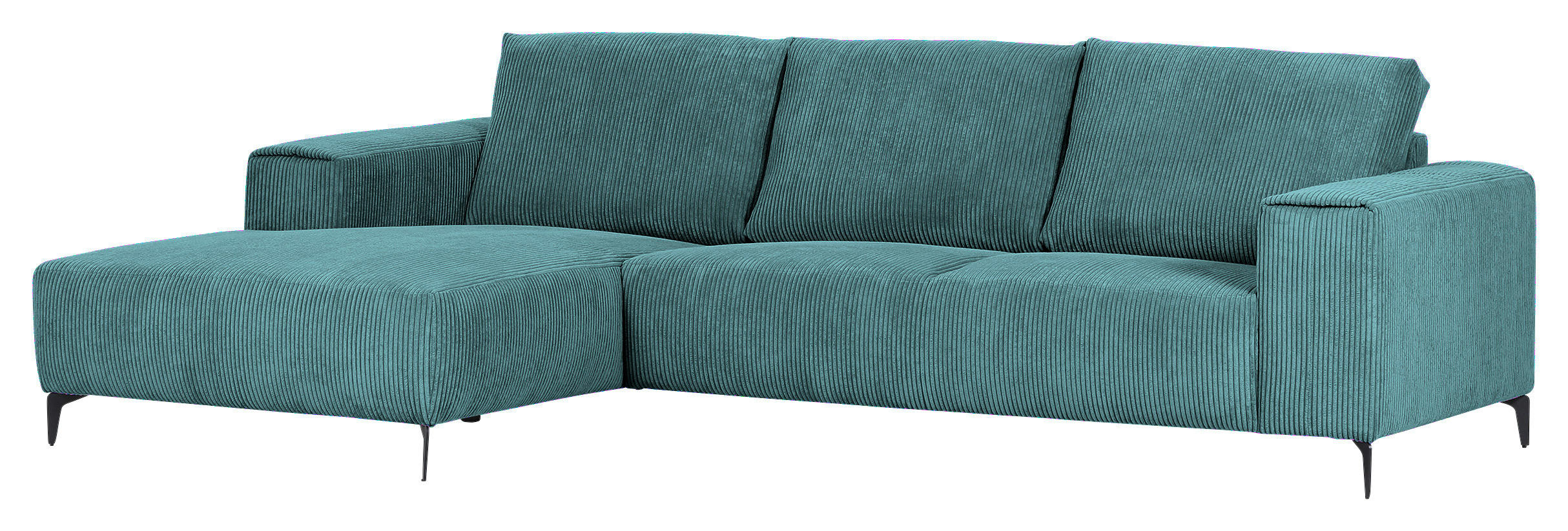 ECKSOFA in Cord Petrol  - Petrol/Schwarz, Konventionell, Textil/Metall (170/285cm) - Carryhome