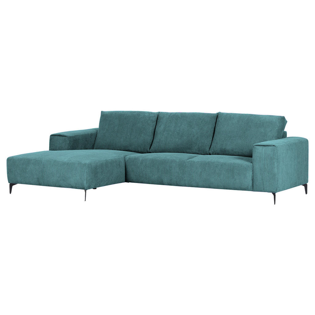 Thumbnail - Carryhome Ecksofa, Petrol, Textil, 2-3-Sitzer, Füllung: Schaumstoff, Ottomane links, L-Form, 285x170 cm, seitenverkehrt ...