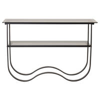 BEISTELLTISCH in Metall, Glas 117/33,5/76 cm  - Schwarz, Design, Glas/Metall (117/33,5/76cm) - Livetastic