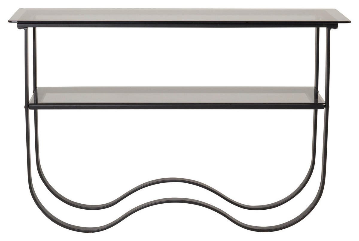 BEISTELLTISCH in Metall, Glas 117/33,5/76 cm  - Schwarz, Design, Glas/Metall (117/33,5/76cm) - Livetastic