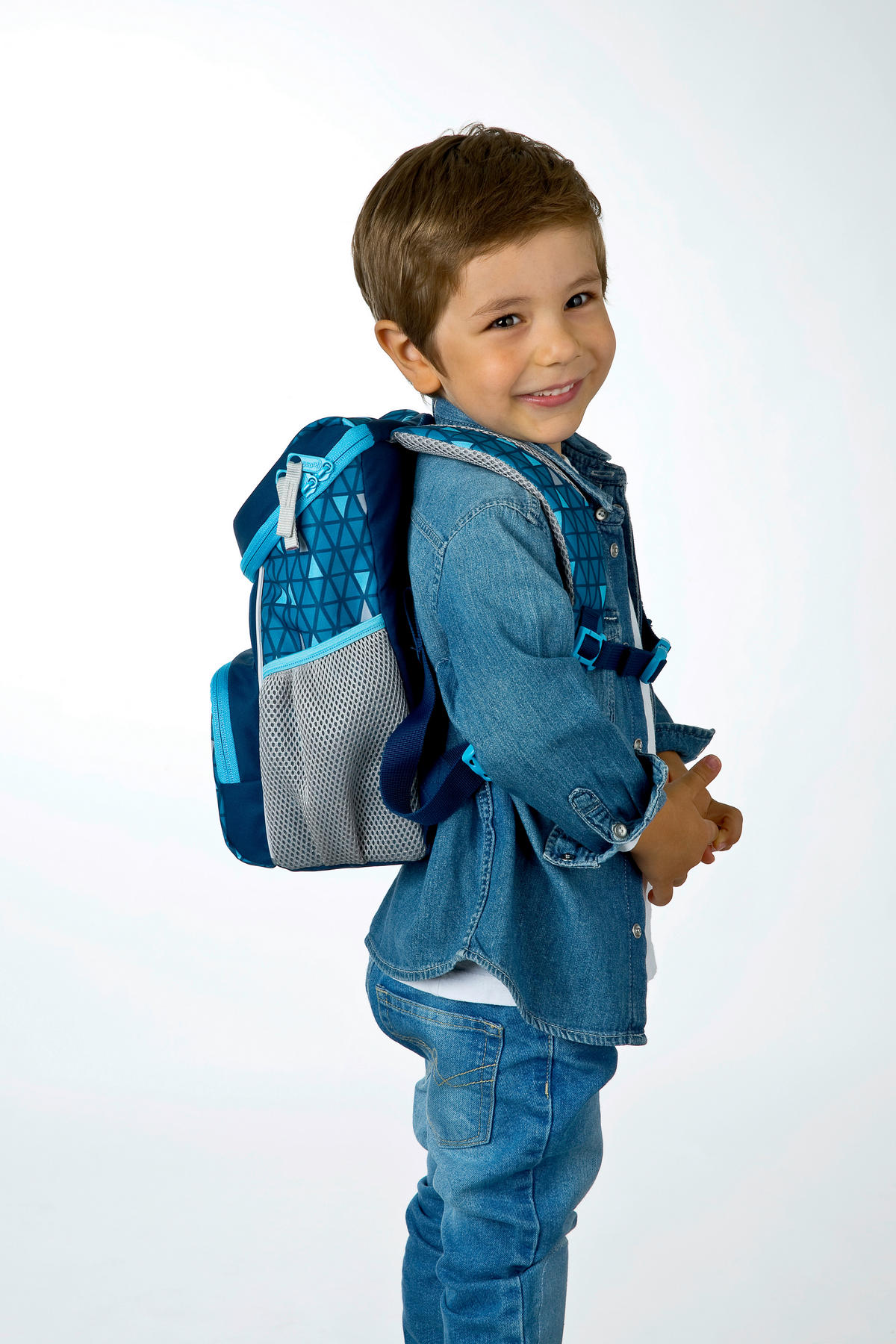 KINDERRUCKSACK Scooli Mini Me Ricki Racoon  - Blau/Grau, Basics, Textil (20/29/13cm)