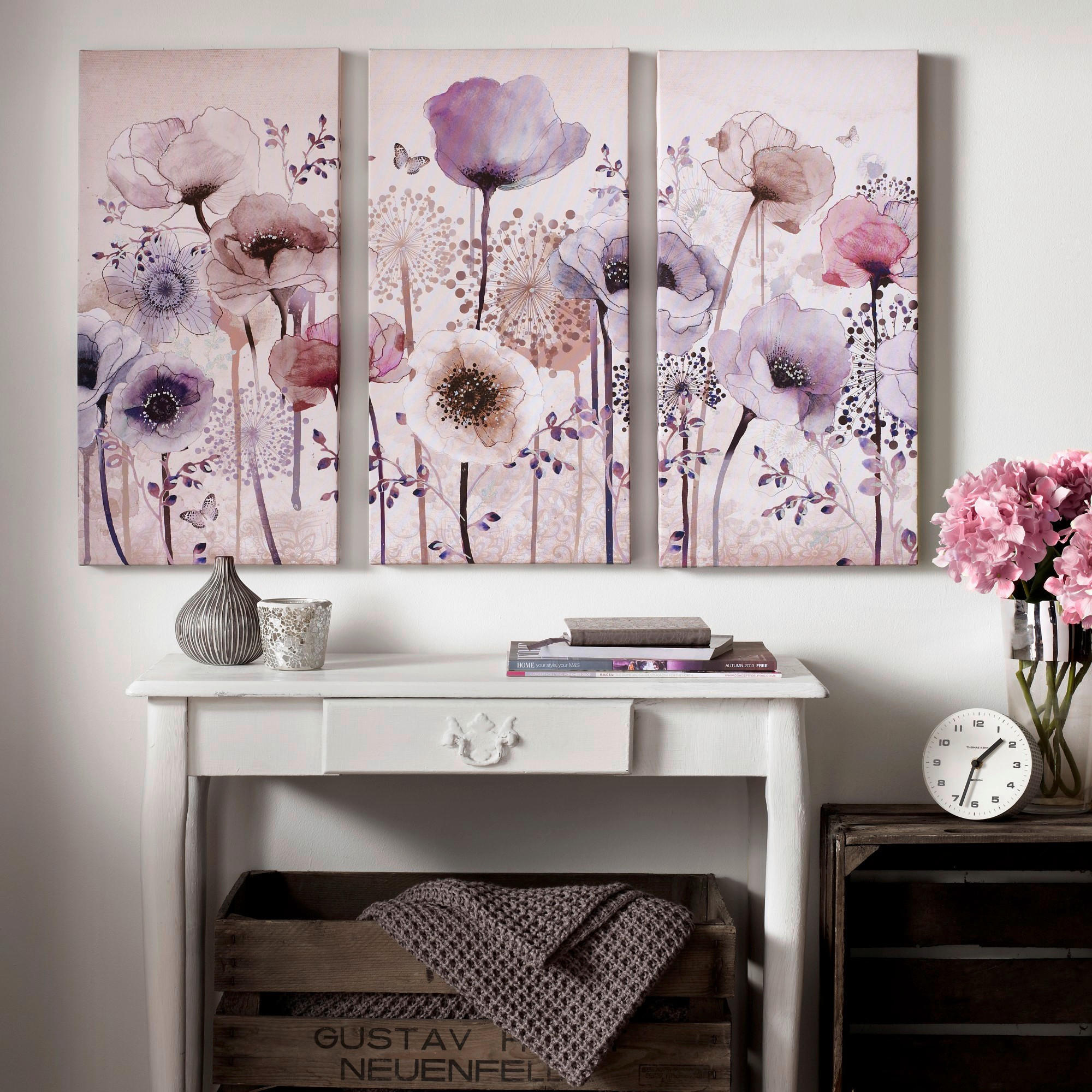 BILD Blumen, Pflanzen  - Pink/Lila, Basics, Holzwerkstoff/Textil (90/60/3cm)