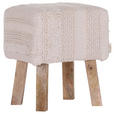 HOCKER in Textil Creme, Beige  - Beige/Creme, Trend, Holz/Textil (40/50/35cm) - Carryhome