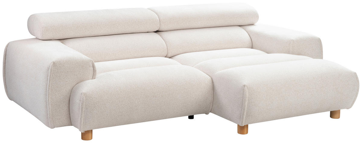ECKSOFA Weiß Flachgewebe  - Naturfarben/Weiß, MODERN, Holz/Textil (230/150cm) - Lomoco