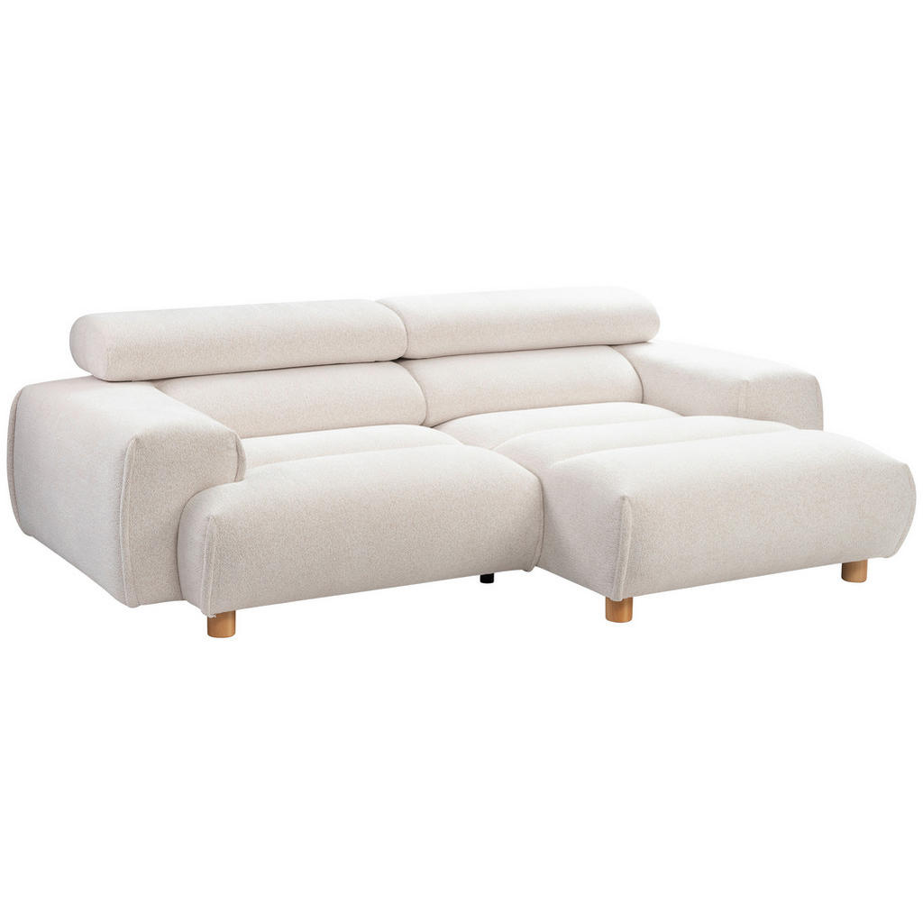 Thumbnail - Lomoco Ecksofa, Weiß, Textil, Buche, 3-Sitzer, Ottomane rechts, Eckteil, L-Form, 230x150 cm, Stoffauswahl, seitenverkehr...