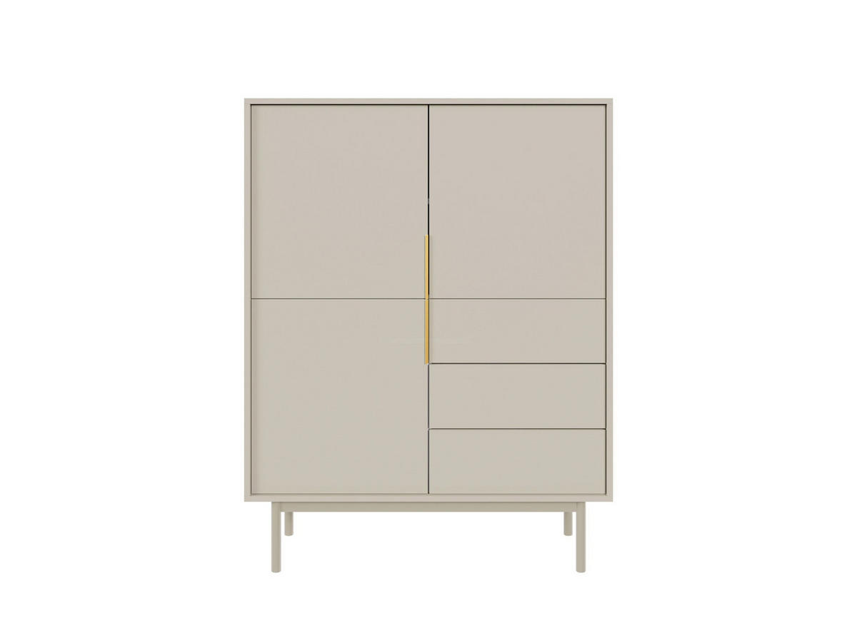 HIGHBOARD Viva  in 104/139,5/39 cm  - Kaschmir/Goldfarben, Design, Holzwerkstoff/Metall (104/139,5/39cm) - Xora