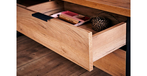 ECKSCHREIBTISCH 147/76/120 cm in Eichefarben - Eichefarben/Anthrazit, MODERN, Holzwerkstoff/Metall (147/76/120cm) - Novel