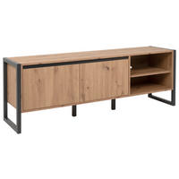 KOMODA POD TELEVIZI, antracitová, barvy dubu, 160/55/40 cm - barvy dubu/antracitová, Moderní, kompozitní dřevo (160/55/40cm) - MID.YOU
