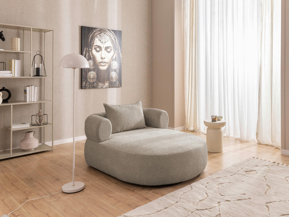 XXL-SESSEL Chenille Hellbraun    - Hellbraun/Schwarz, Design, Kunststoff/Textil (122/76/156cm) - Livetastic