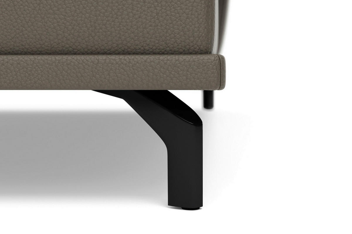 SEDACÍ SOUPRAVA, kůže, šedá - šedá/černá, Basics, kov/textil (223/363/176cm) - Sit & More