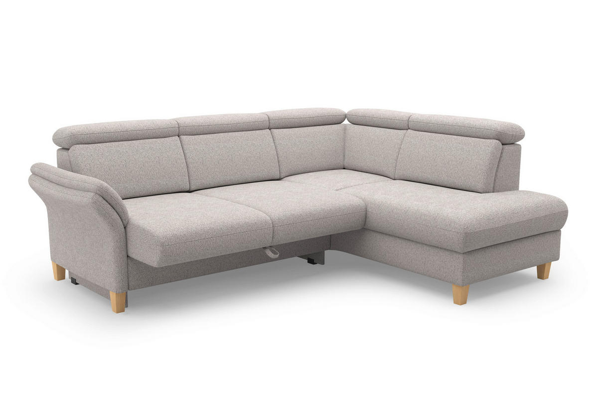 ECKSOFA GLENDALE E Silberfarben Chenille  - Eichefarben/Silberfarben, KONVENTIONELL, Holz/Textil (247/193cm) - Sit & More