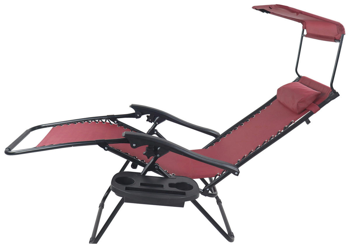 GARTENLIEGE 51/133/91 cm  - Rot, MODERN, Textil/Metall (51/133/91cm) - Gardenson