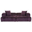 SOFAELEMENT in Samt Brombeere  - Brombeere/Schwarz, KONVENTIONELL, Kunststoff/Textil (125/66/155cm) - Ambia Home