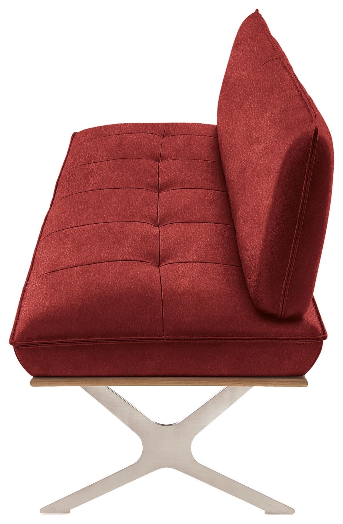 SITZBANK in Holz, Metall, Leder Rot, Edelstahlfarben  - Edelstahlfarben/Rot, Design, Leder/Holz (214/88/66cm) - Koinor