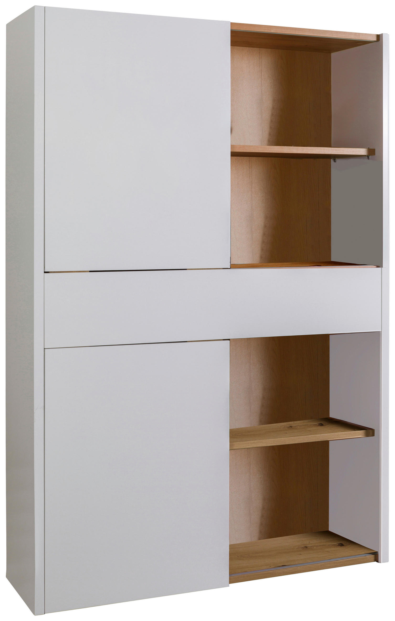 AKTENREGAL Eiche Artisan, Weiß Hochglanz  - Weiß Hochglanz/Eiche Artisan, Design, Holzwerkstoff (120/195/35,6cm) - Carryhome