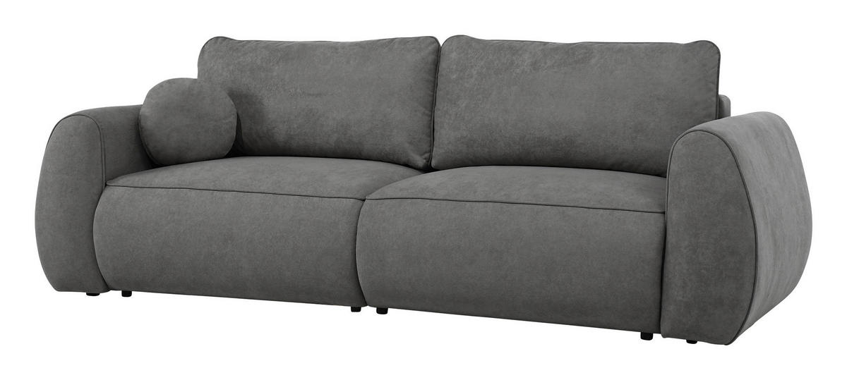 SCHLAFSOFA Jacquard Dunkelgrau  inkl. Rückenkissen, Bettkasten, Schlaffunktion, Rücken echt, Liegefläche im Originalstoff  - Dunkelgrau/Schwarz, KONVENTIONELL, Kunststoff/Textil (257/96/110cm) - Milino