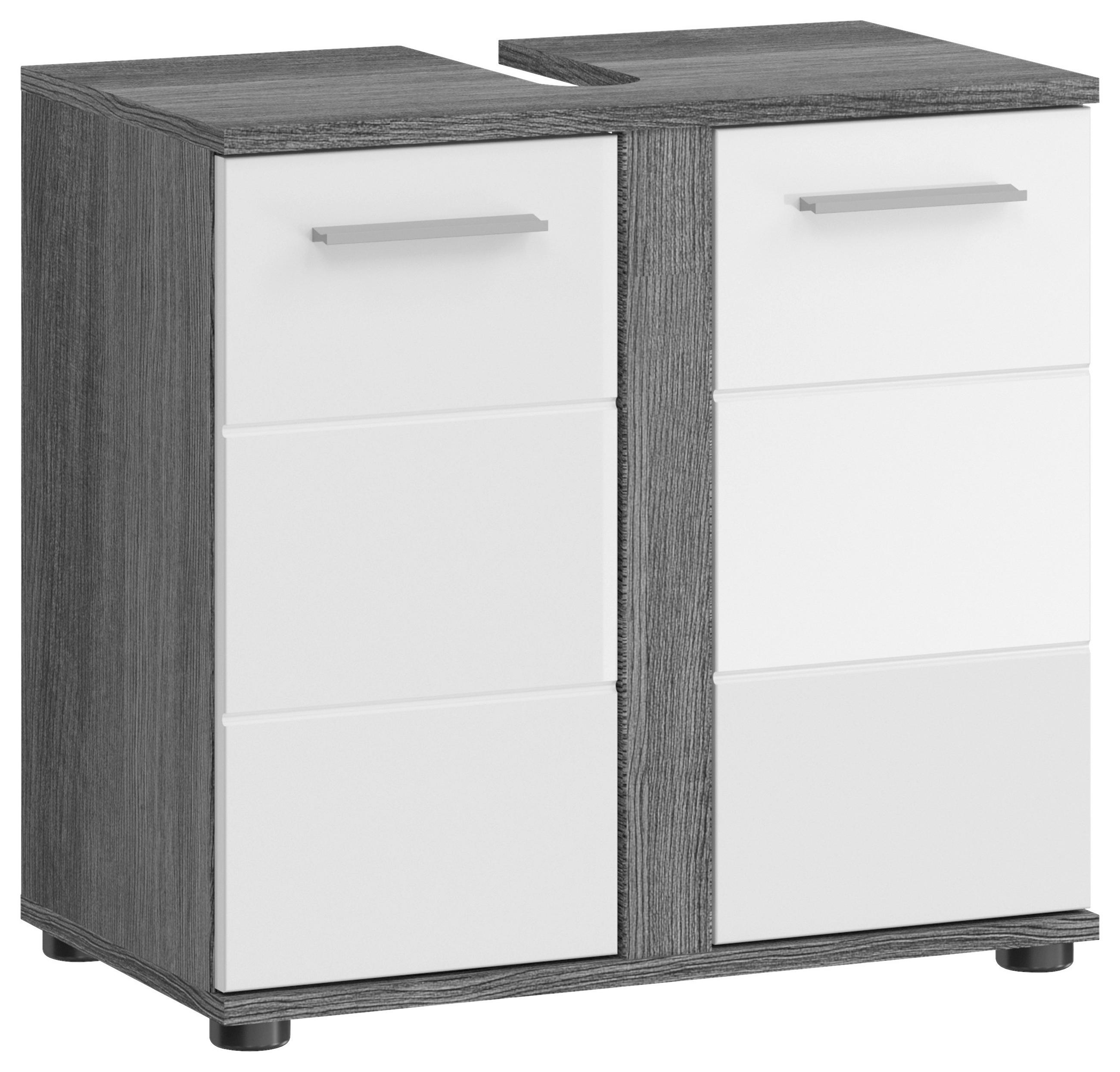 WASCHBECKENUNTERSCHRANK 60/57/34 cm - Weiß Hochglanz/Grau, MODERN, Holzwerkstoff (60/57/34cm) - MID.YOU