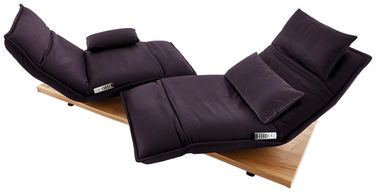 2-SITZER-SOFA in Echtleder Violett  - Eichefarben/Violett, Natur, Leder/Holz (240/63/115cm) - Koinor