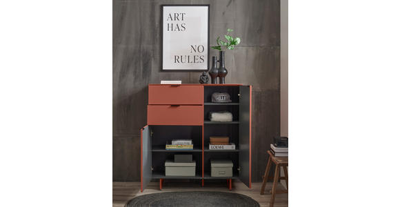 SCHUHSCHRANK  in 96/109/38 cm  - Rot/Schwarz, Design, Holzwerkstoff/Metall (96/109/38cm) - Voleo