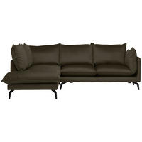 ECKSOFA in Samt Braun  200/241 cm  - Schwarz/Braun, Design, Textil/Metall (200/241cm) - Carryhome