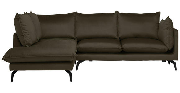 ECKSOFA in Samt Braun  - Schwarz/Braun, Design, Textil/Metall (200/241cm) - Carryhome