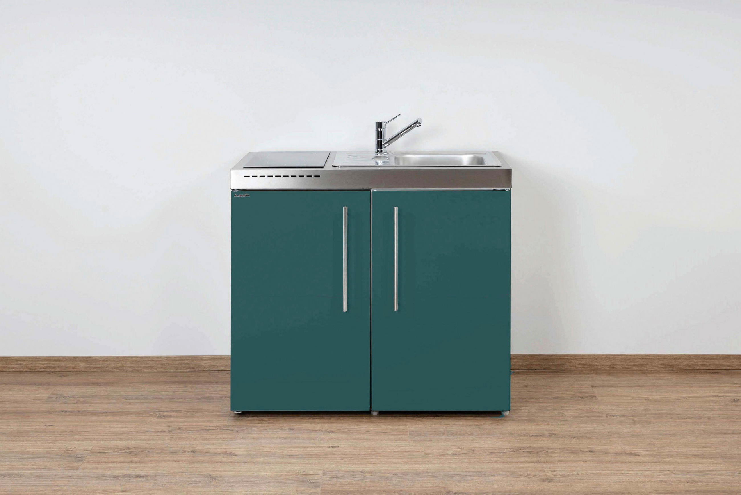 MINIKÜCHE  100/89/60 cm  in Türkis  - Türkis/Edelstahlfarben, Basics, Metall (100/89/60cm)