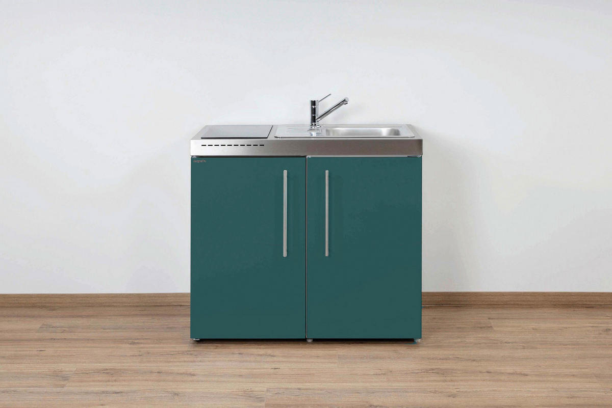 MINIKÜCHE  100/89/60 cm  in Türkis  - Türkis/Edelstahlfarben, Basics, Metall (100/89/60cm)