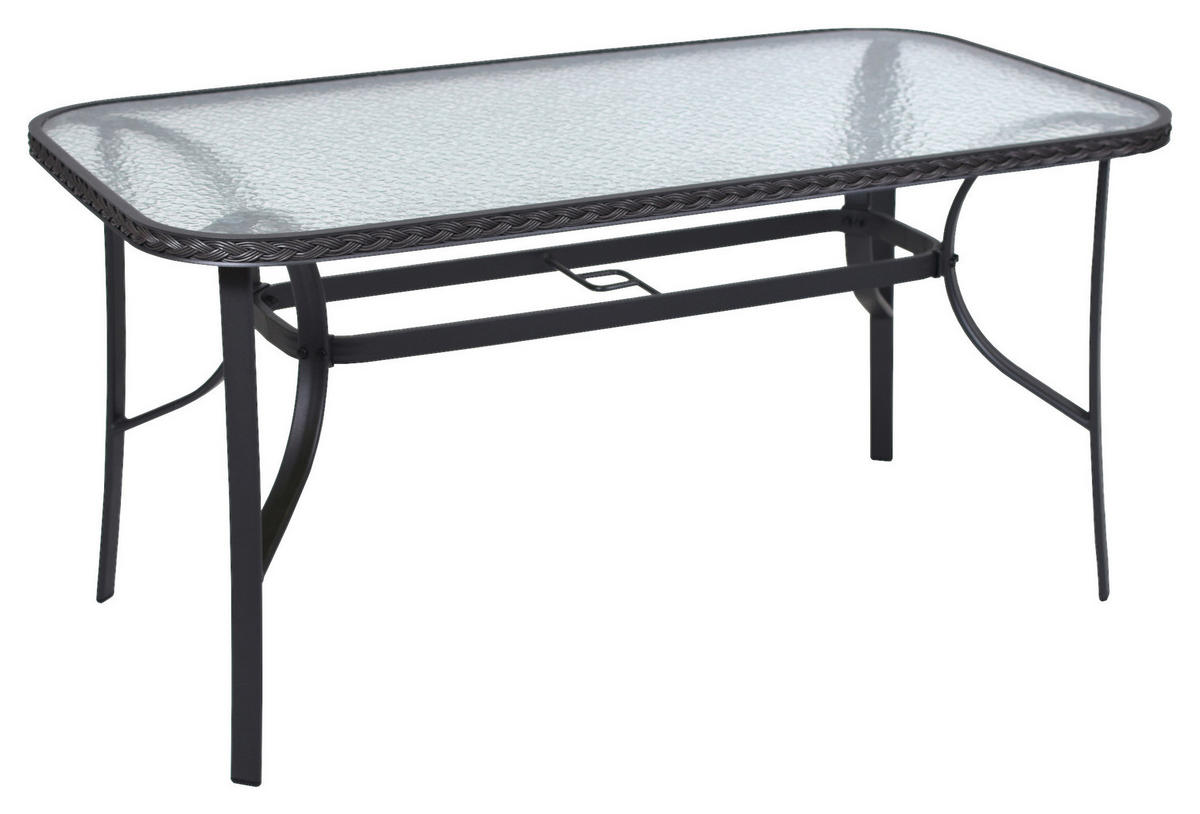 GARTENTISCH 150/80/72,5 cm Metall, Kunststoff rechteckig  - Graphitfarben/Grau, MODERN, Kunststoff/Metall (150/80/72,5cm) - Gardenson