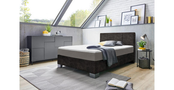 BOXSPRINGBETT 140/200 cm  in Graubraun  - Graubraun/Graphitfarben, Design, Holz/Textil (140/200cm) - Hom`in