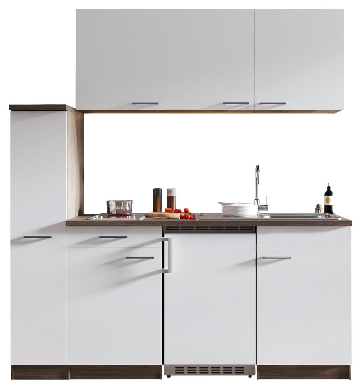 KÜCHENBLOCK 180 cm   in Weiß  - Eichefarben/Alufarben, Basics, Holzwerkstoff/Kunststoff (180cm) - Respekta