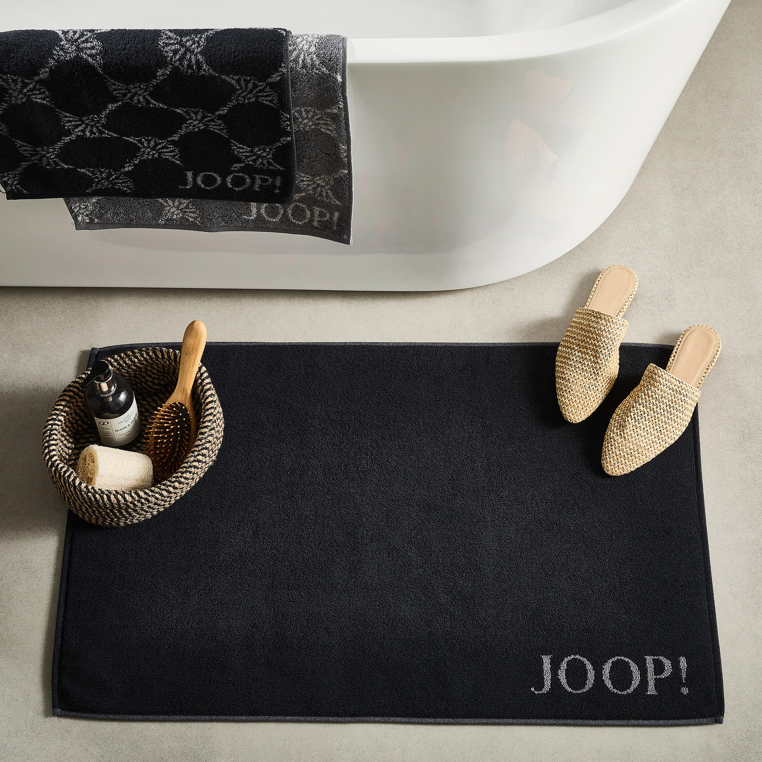 BADEMATTE Schwarz 50/80 cm - Schwarz, Basics, Textil (50/80cm) - Joop!