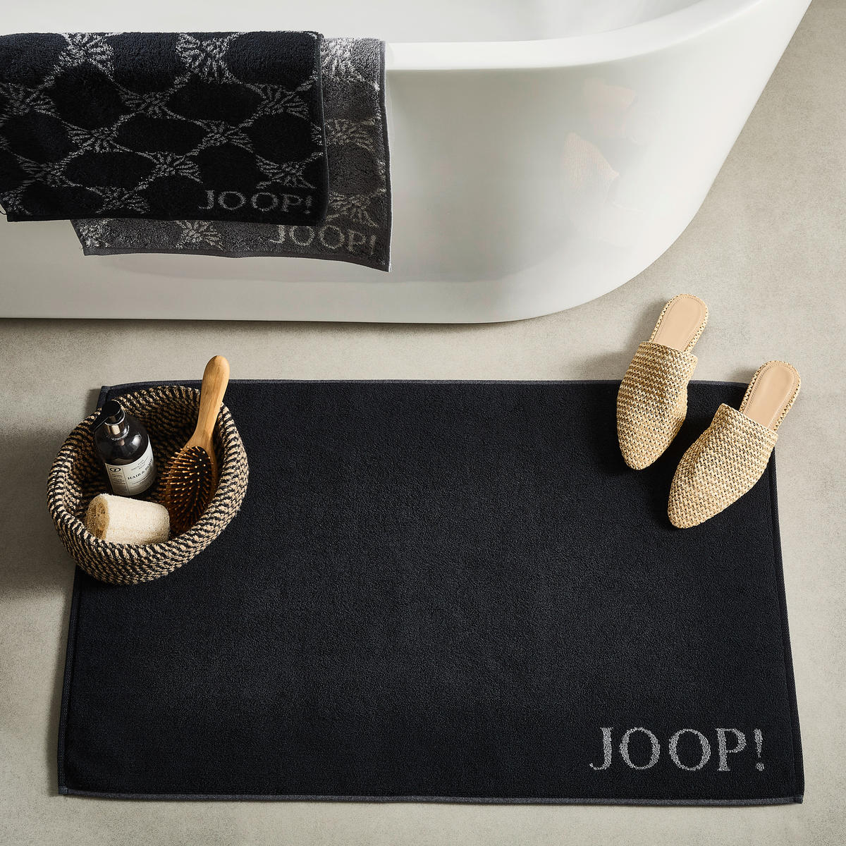 KOUPELNOVÁ PŘEDLOŽKA, 50/80 cm - černá, Basics, textil (50/80cm) - Joop!