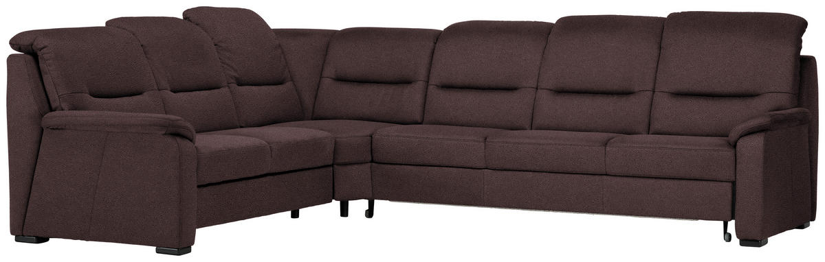 ECKSOFA in Mikrofaser Dunkelbraun  245/303 cm  - Dunkelbraun/Schwarz, KONVENTIONELL, Holz/Textil (245/303cm) - Beldomo Comfort