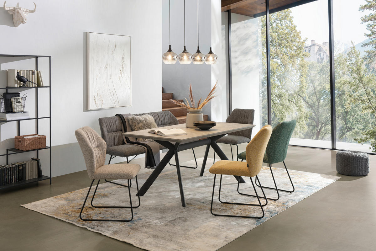 ESSTISCH in Metall, Holzwerkstoff 160/90/76 cm   - Hellgrau/Schwarz, Design, Holzwerkstoff/Metall (160/90/76cm) - Novel