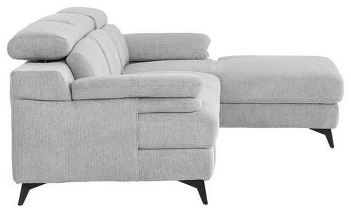 ECKSOFA Silberfarben Chenille  - Silberfarben/Schwarz, Design, Textil/Metall (291/80-98/178cm) - Livetastic