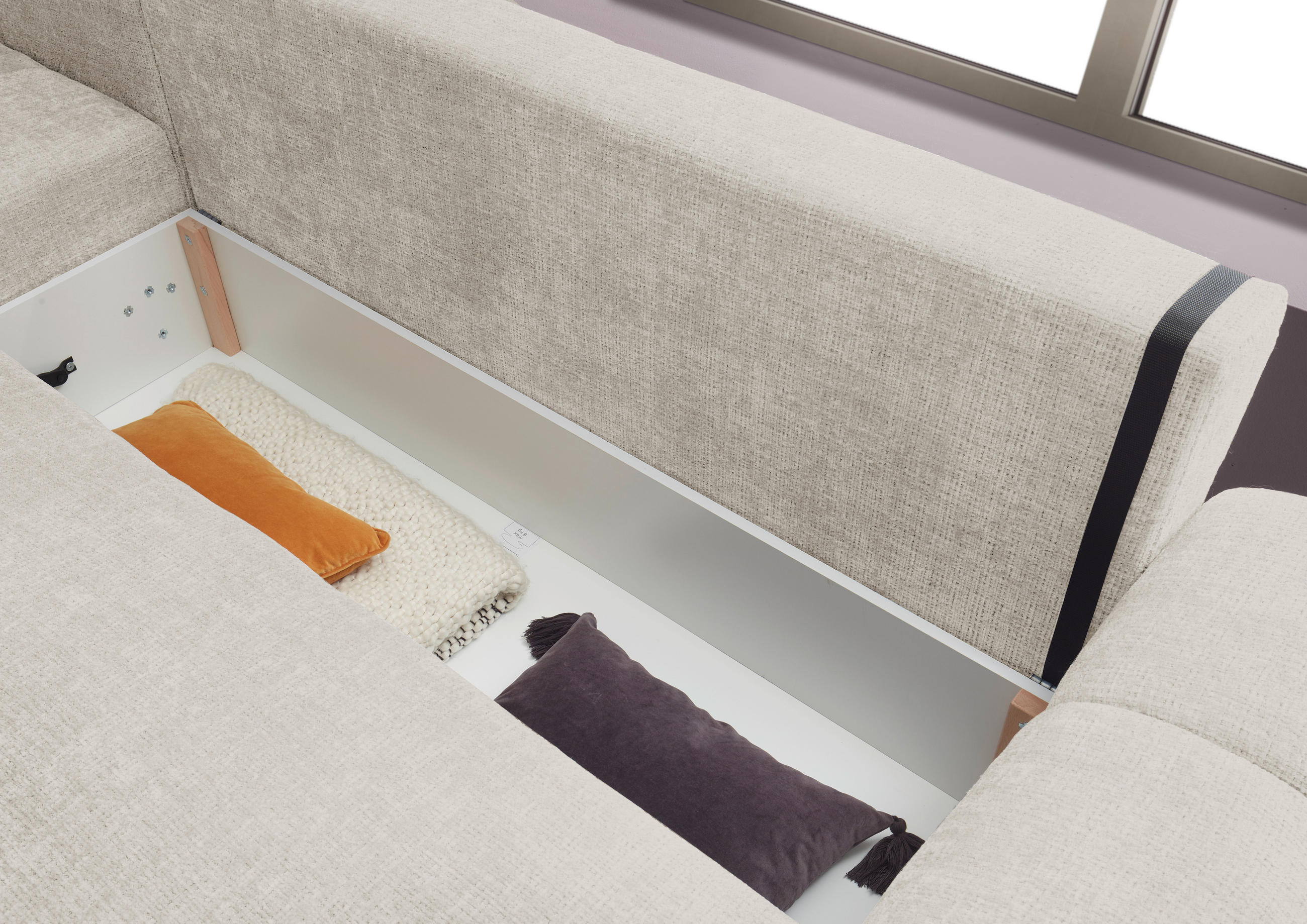 Thumbnail - Livetastic Eckschlafsofa Bellingen, Elfenbein, Textil, 3-Sitzer, Füllung: Schaumstoffflocken,Schaumstoffflocken, 321x184...