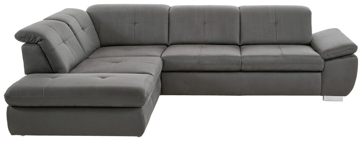ECKSOFA in Mikrofaser Dunkelgrau  - Chromfarben/Dunkelgrau, Design, Textil/Metall (260/318cm) - Beldomo Speed