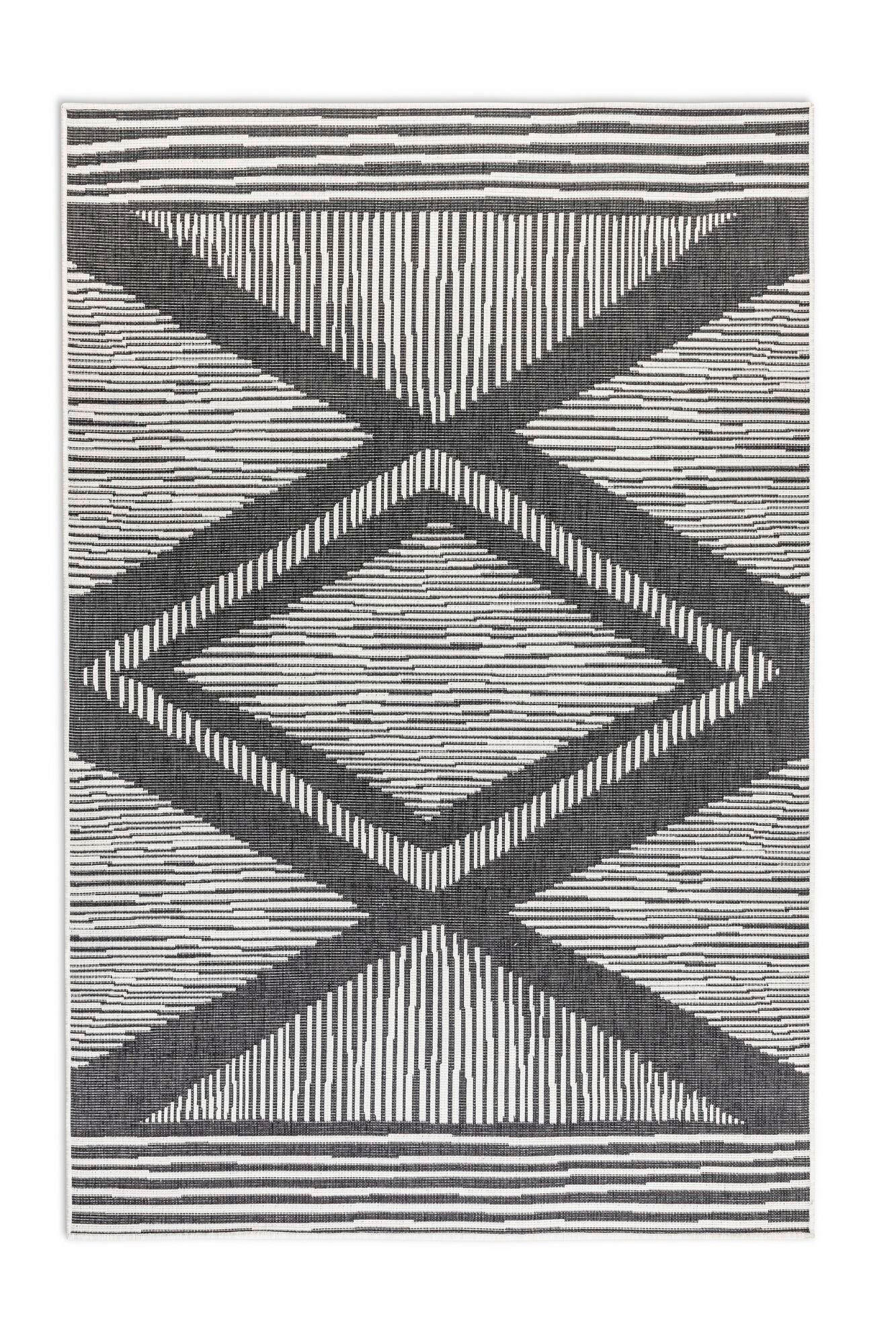 OUTDOORTEPPICH 80/150 cm Gemini Schwarz, Weiß  - Schwarz/Weiß, Design, Kunststoff (80/150cm)