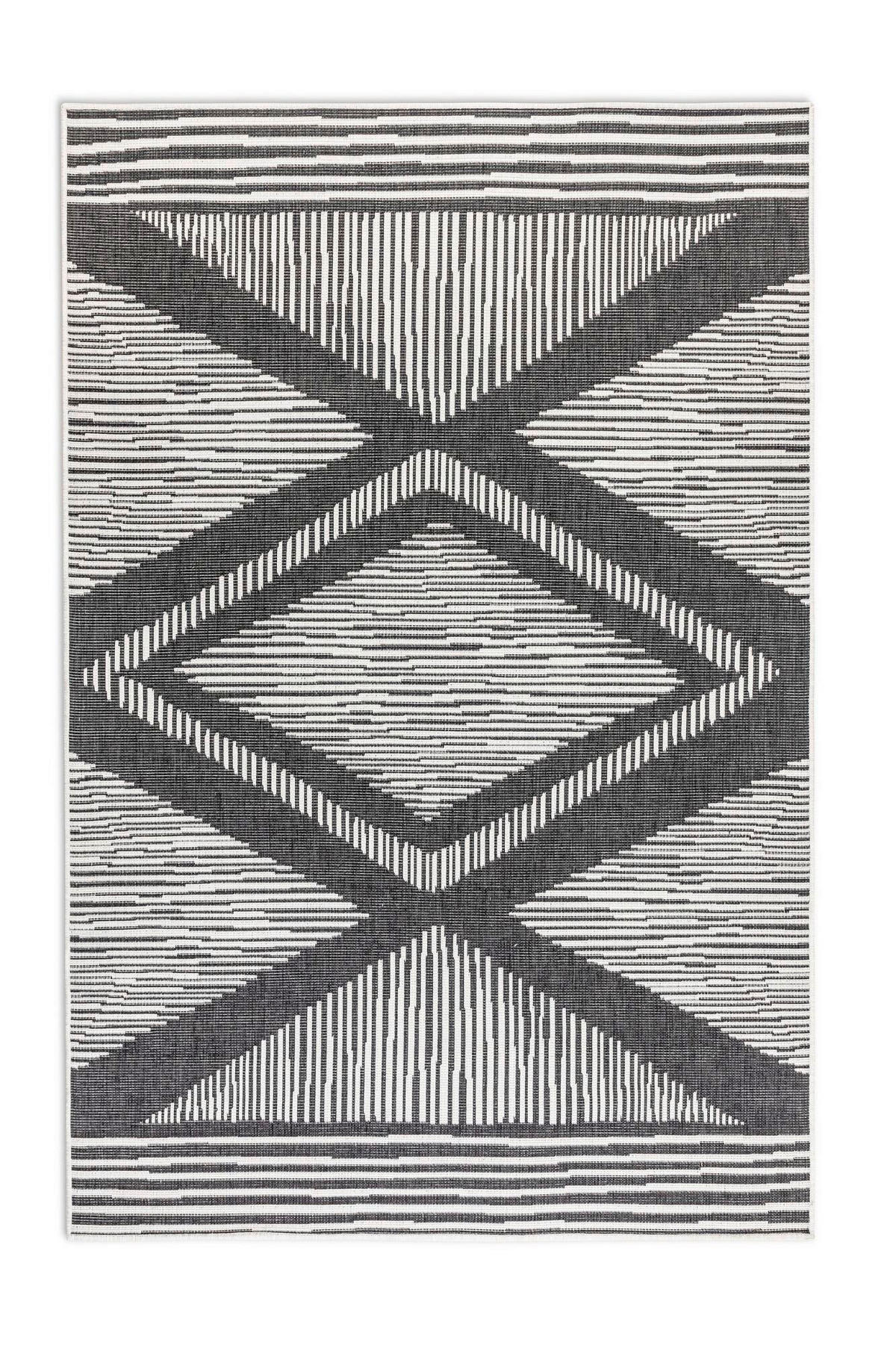 OUTDOORTEPPICH 80/150 cm Gemini Schwarz, Weiß  - Schwarz/Weiß, Design, Kunststoff (80/150cm)