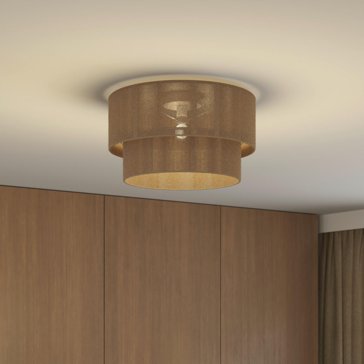 DECKENLEUCHTE  45/27 cm    - Braun/Weiß, Natur, Kunststoff/Textil (45/27cm) - Novel