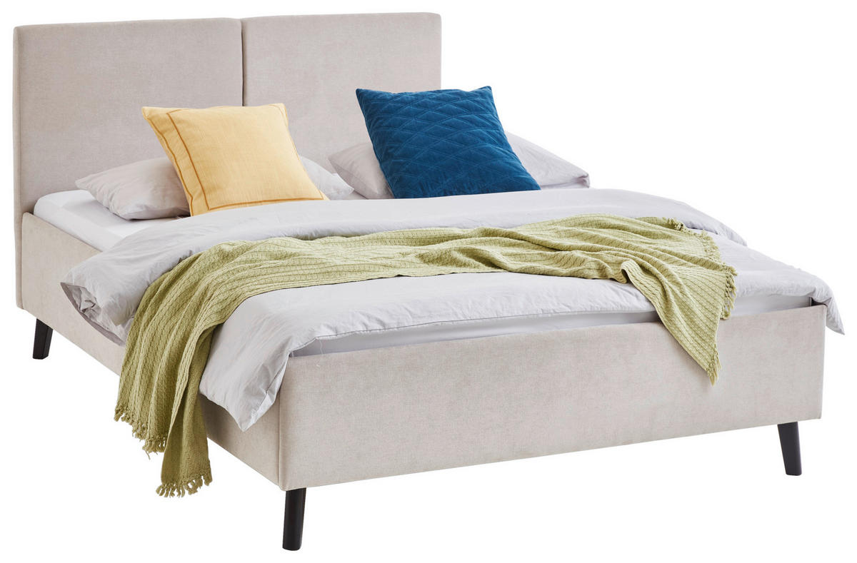 POLSTERBETT 140/200 cm  in Beige  - Beige/Schwarz, Basics, Holz/Textil (140/200cm) - Boxxx