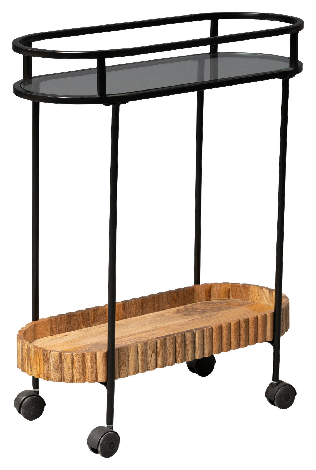 SERVIERWAGEN Mangoholz Braun  - Schwarz/Braun, Design, Glas/Holz (70/30/86cm) - Landscape