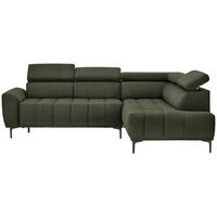 ECKSOFA in Velours Grün  261/191 cm  - Schwarz/Grün, Design, Textil/Metall (261/191cm) - Stylife