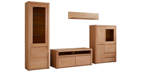 WOHNWAND in Kernbuche 318/203,6/50 cm - Kernbuche/Grau, KONVENTIONELL, Glas/Holz (318/203,6/50cm) - Voleo