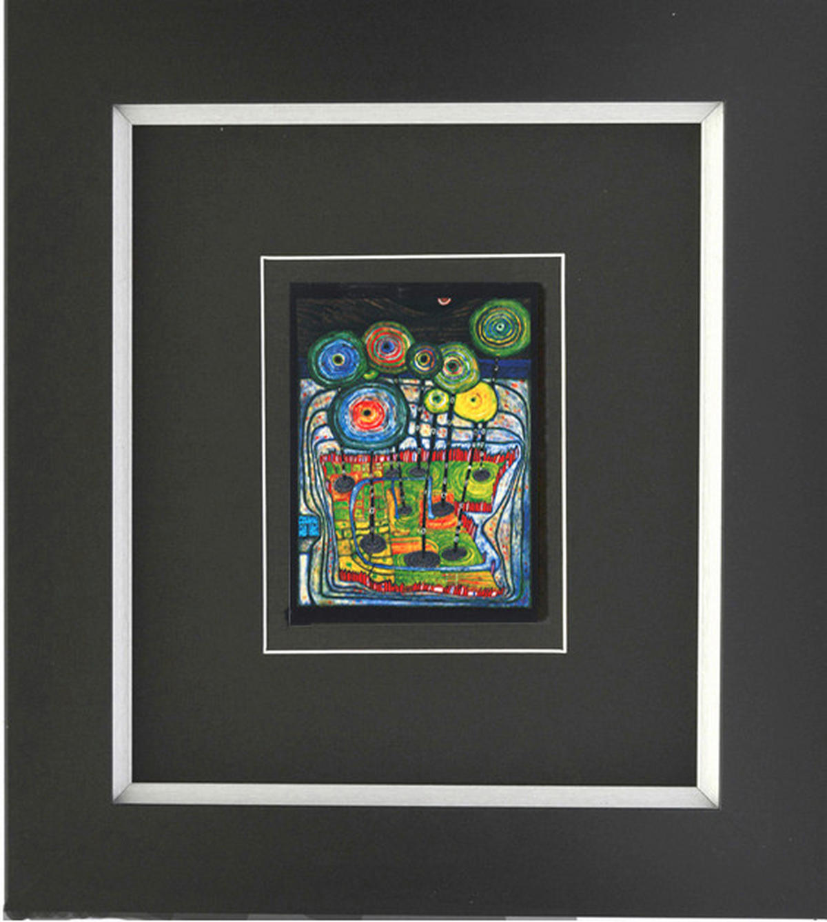 KUNSTDRUCK Hundertwasser Abstraktes, Architektur PARK  - Multicolor/Schwarz, Basics, Holzwerkstoff (38,5/43cm)