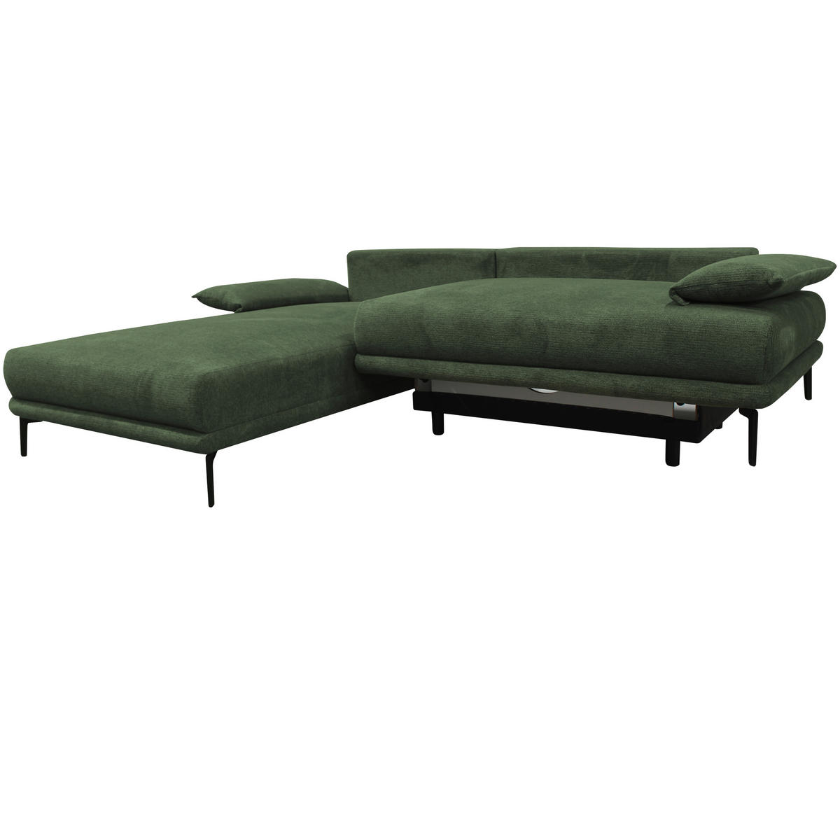ECKSOFA in Webstoff Grün  192/260 cm  - Schwarz/Grün, Design, Textil/Metall (192/260cm) - MID.YOU