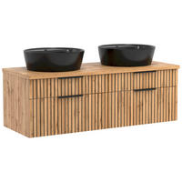 WASCHTISCHKOMBI 120 cm  - Eiche Wotan/Schwarz, MODERN, Holzwerkstoff/Stein (120cm) - Held