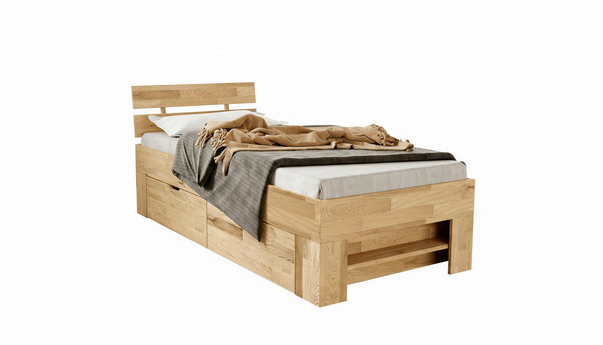 STAURAUMBETT 90/200 cm  in Wildeiche  - Wildeiche, Natur, Holz (90/200cm) - Livetastic