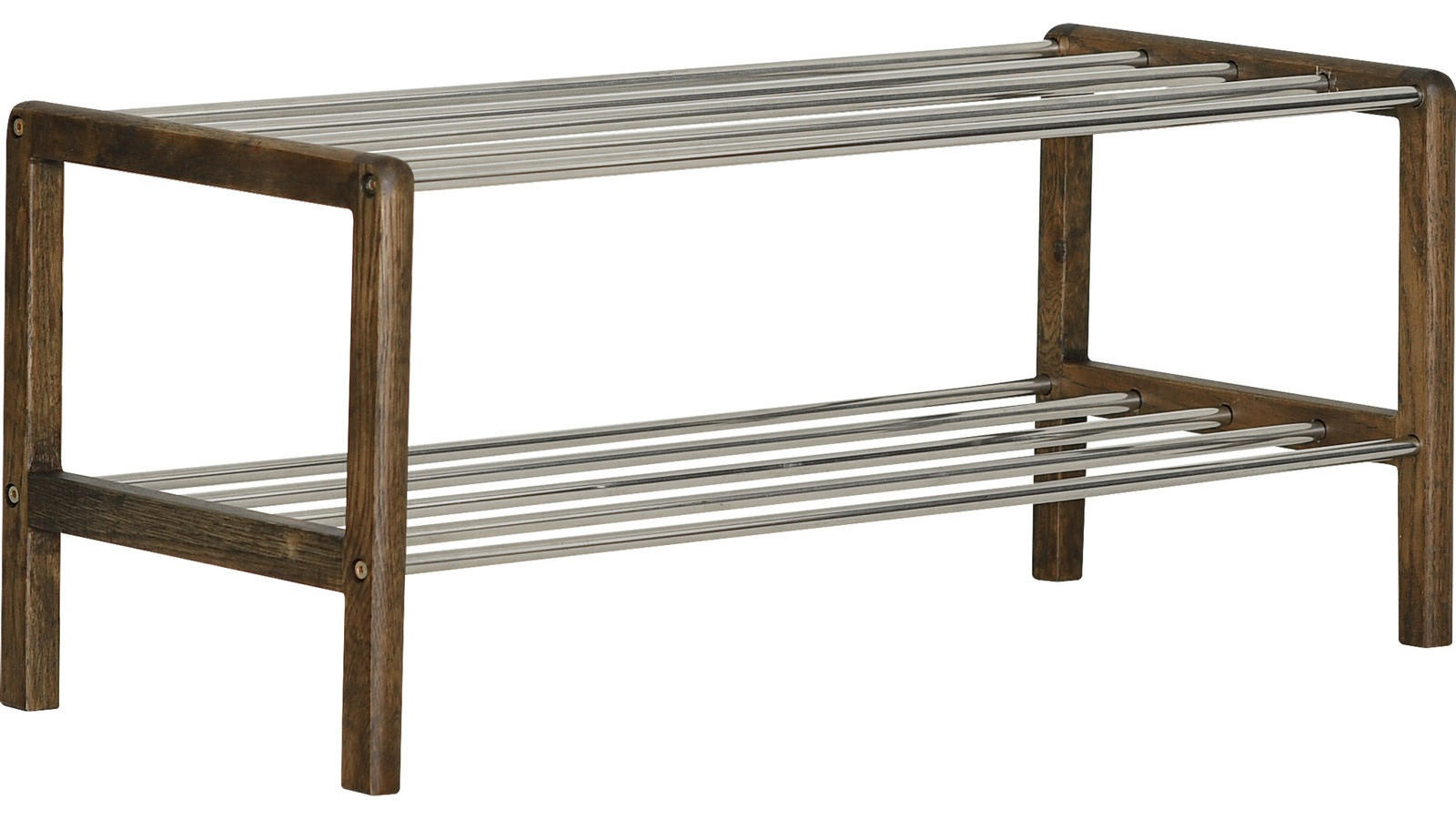 SKOHYLLA 80/34/34 cm  - aluminiumfärg/brun, metall/trä (80/34/34cm) - Best Price